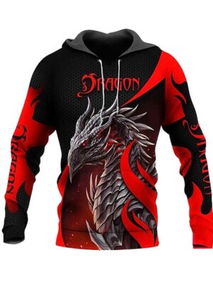Novelty Dragon 3D Printed Long Sleeve Men Hoodie