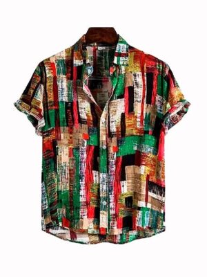 Hawaiian Striped 3D Printed Short Sleeve Men Shirt