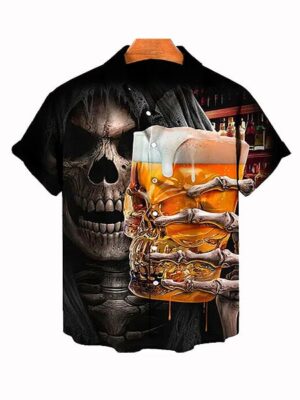 Vintage Skull Style 3D Printed Short Sleeve Men Shirt