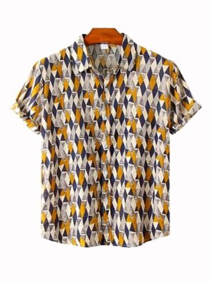 Vintage Ethnic Style 3D Printed Short Sleeve Men Shirt