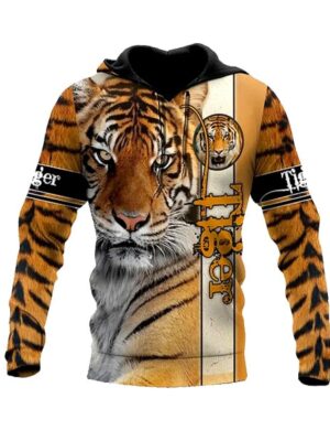 Animal Tiger Style 3D Printed Long Sleeve Men Hoodie