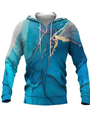 Harajuku Gradient 3D Printed Long Sleeve Men Hoodie