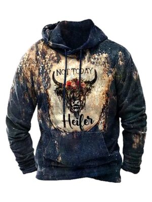 Vintage Harajuku Style Printed Long Sleeve Men Hoodie