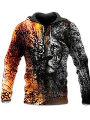 Polynesian Lion 3D Printed Long Sleeve Men Hoodie