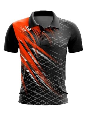 Wicking 3D Printed Stylish Short Sleeve Polo Shirt