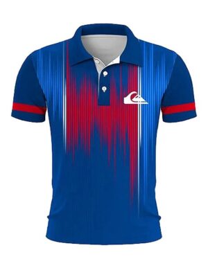 Retro Summer Wear Style Print Short Sleeve Polo Shirt