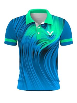 Summer Tennis Style Print Short Sleeve Polo Shirt