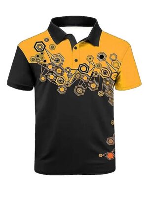 Holiday Style Printed Lapel Short Sleeve Polo Shirt