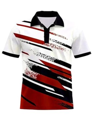 Summer Style Printed Lapel Short Sleeve Polo Shirt
