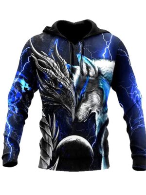 Animal Wolf Style 3D Printed Long Sleeve Men Hoodie