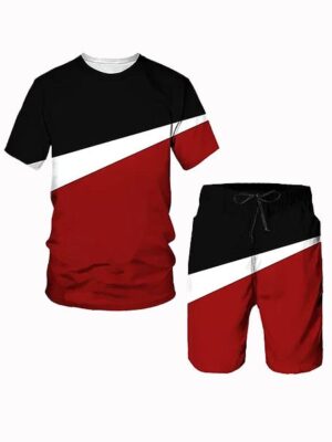 Sports Pattern Style 3D Printed Short Sleeve 2 Piece Set