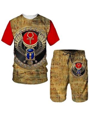 Ancient Horus Style 3D Printed Short Sleeve 2 Piece Set