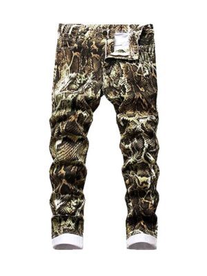 Hiphop Design Snake Print Pencil Style Men Denim Jeans