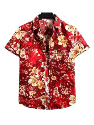Hawaiian Floral 3D Printed Short Sleeve Men Shirt