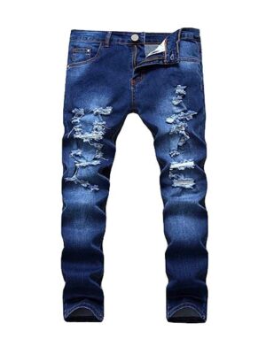Ripped Hole Ruined Casual Pencil Style Men Denim Jeans