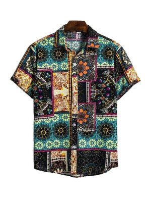 Hawaiian 3D Totem Printed Short Sleeve Men Shirt