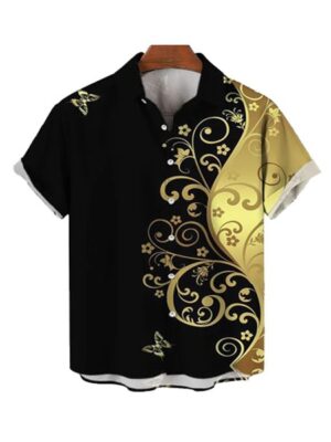 Hawaiian 3D Floral Printed Short Sleeve Men Shirt