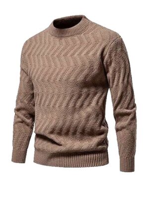 Solid Color Knitted Woolen Long Sleeve Men Sweater