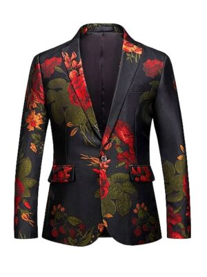 Floral Smart Style Printed Long Sleeve Men Blazers
