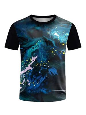 Pixelated Art Style Print Short Sleeve Men T-Shirt