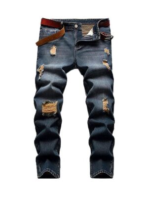 New Ripped Design Casual Straight Style Men Denim Jeans