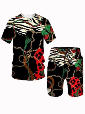 Hipster Vintage Style Printed Short Sleeve 2 Piece Set