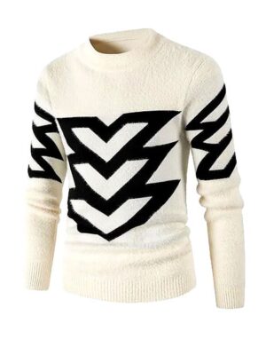Seagull Printed Casual Woolen Long Sleeve Men Sweater