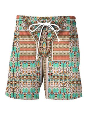 Vintage Nomad Graphic Print Beach Style Men Shorts