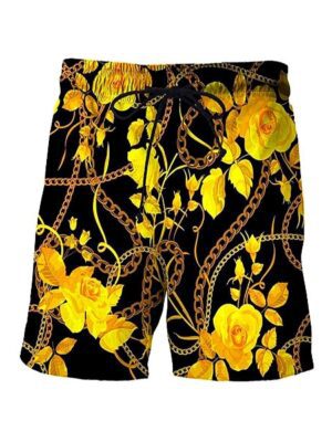 Luxury Chain Graphic Print Beach Style Men Shorts