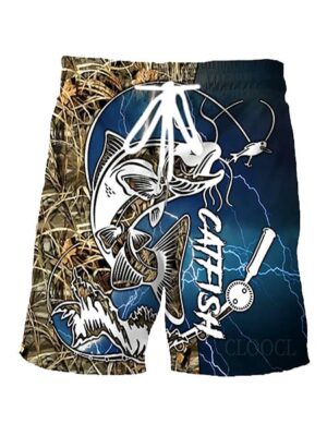 Fishing Graphic Hawaii Beach Style 3D Printed Men Shorts