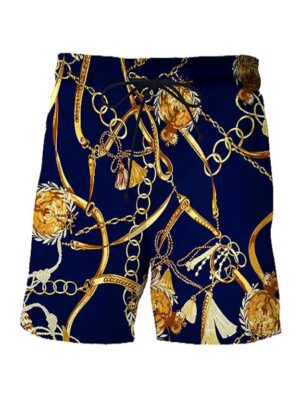 Vintage Graphic 3D Printed Beach Style Men Shorts