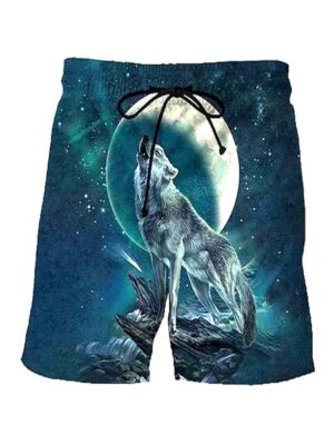 Grey Wolf Graphics 3D Printed Beach Style Men Shorts