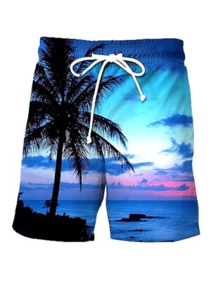 Hawaii Summer Graphic Print Beach Style Men Shorts