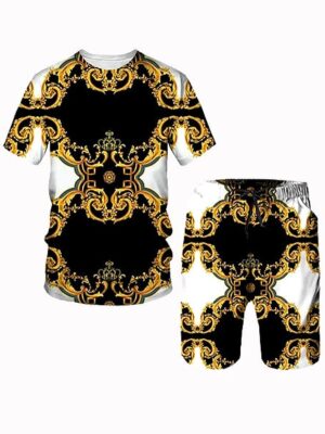 Golden Lion Style 3D Printed Short Sleeve 2 Piece Set